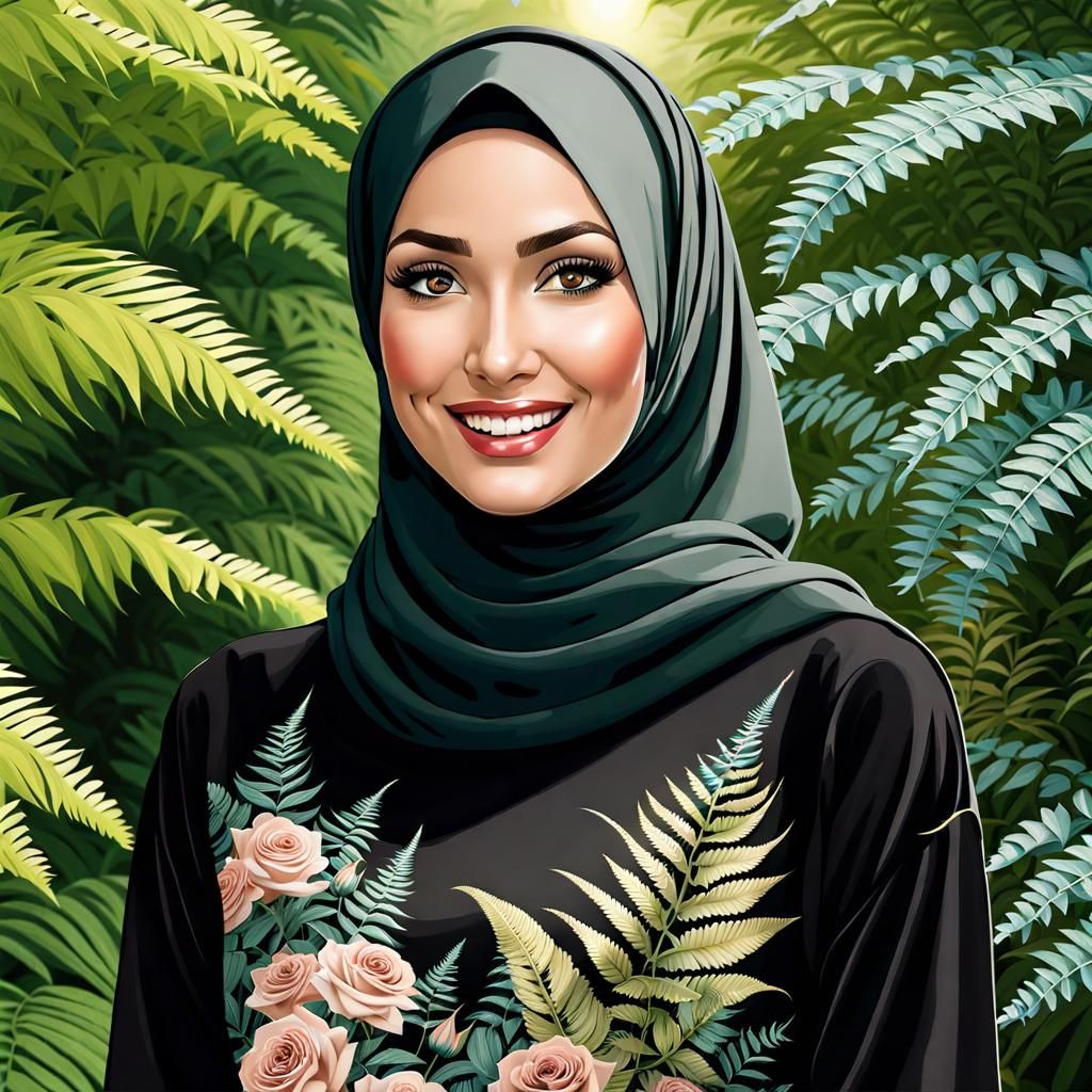 Beautiful Hijabi Woman in Mystic Garden