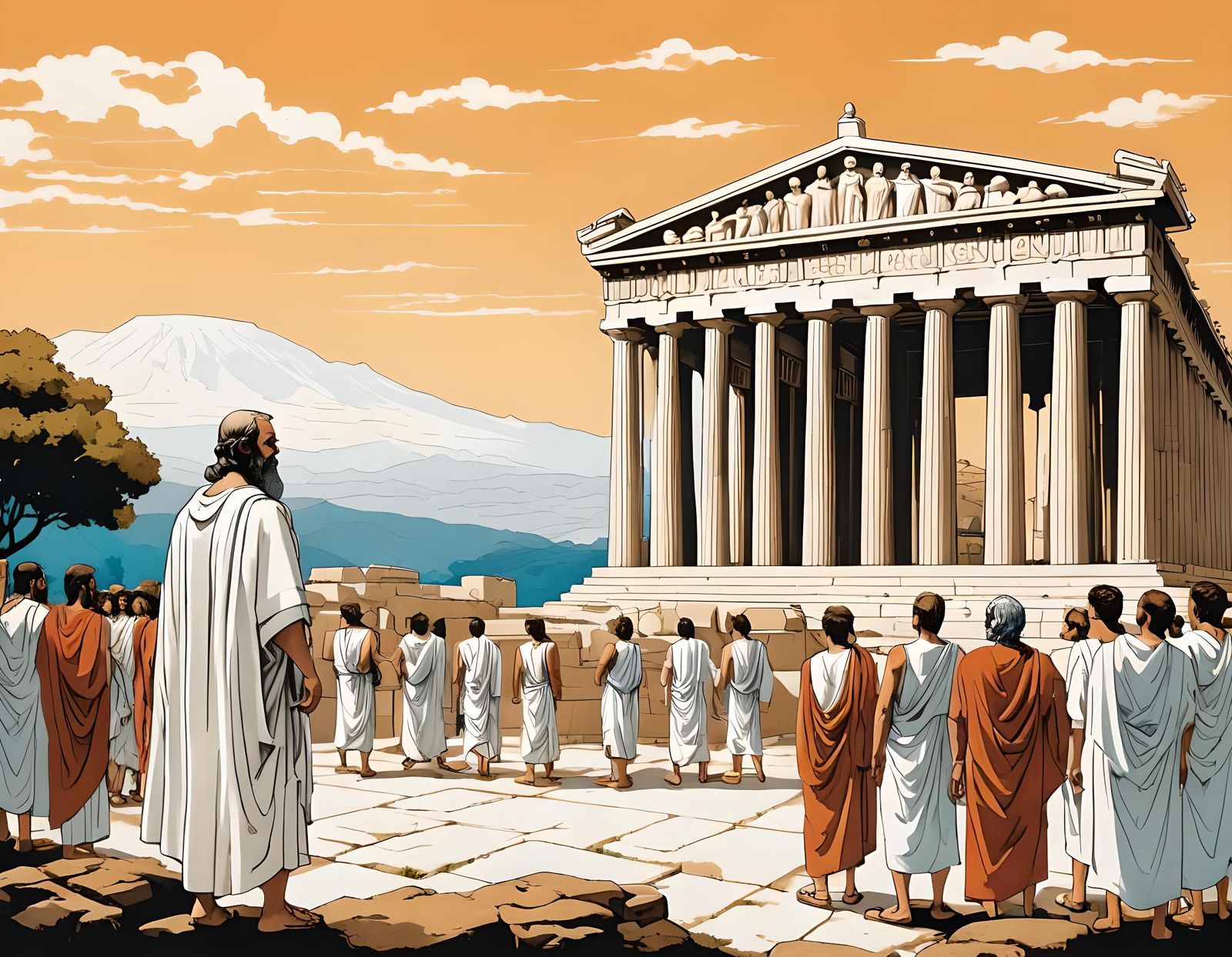 Socrates Teaching in Ancient Greece