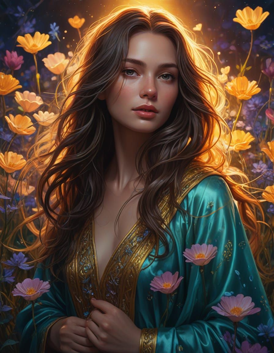 Ethereal Fantasy Portrait in Soft, Golden Light