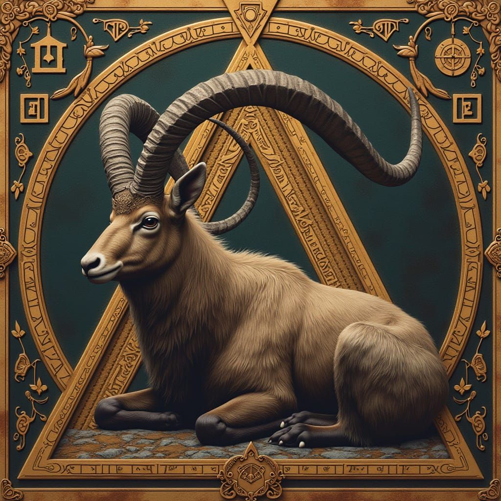 Majestic Steampunk Ibex with Triangular Frame