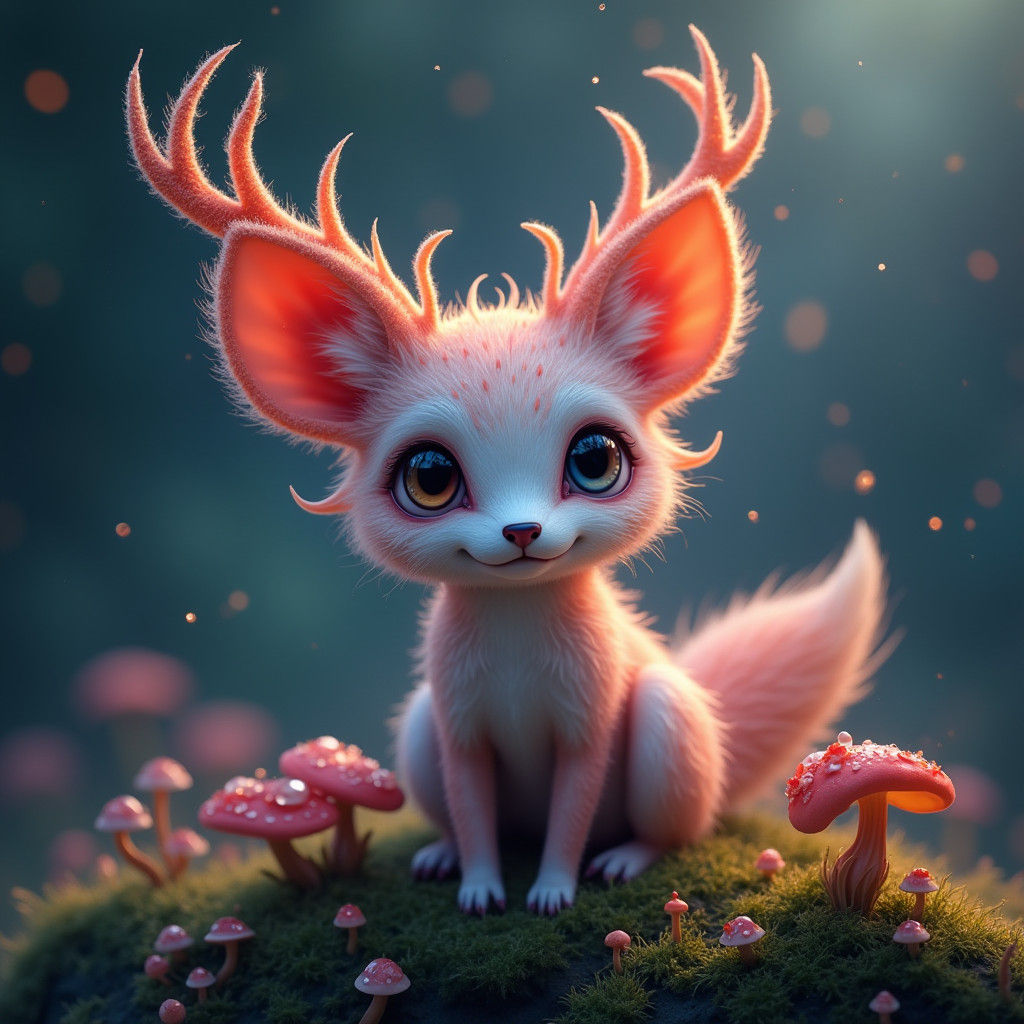 Adorable Murex Fox Creature with Antler Horns