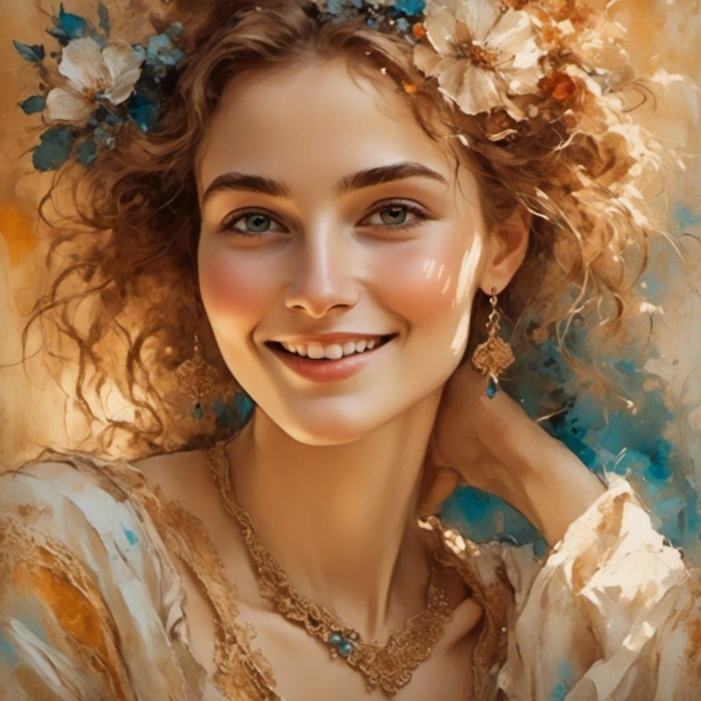 Radiant Jewish Woman Portrait in Impressionist Oil