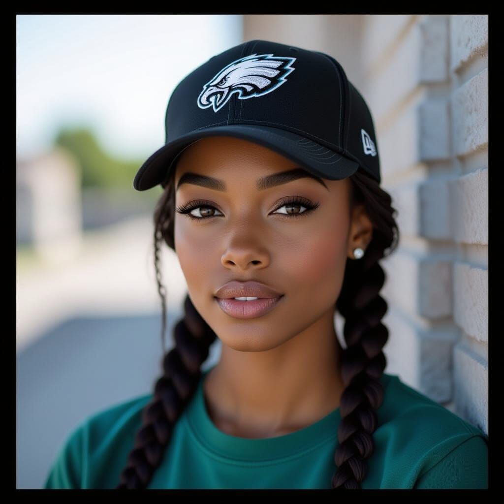 Undercover Black Female Cop in Eagles Cap