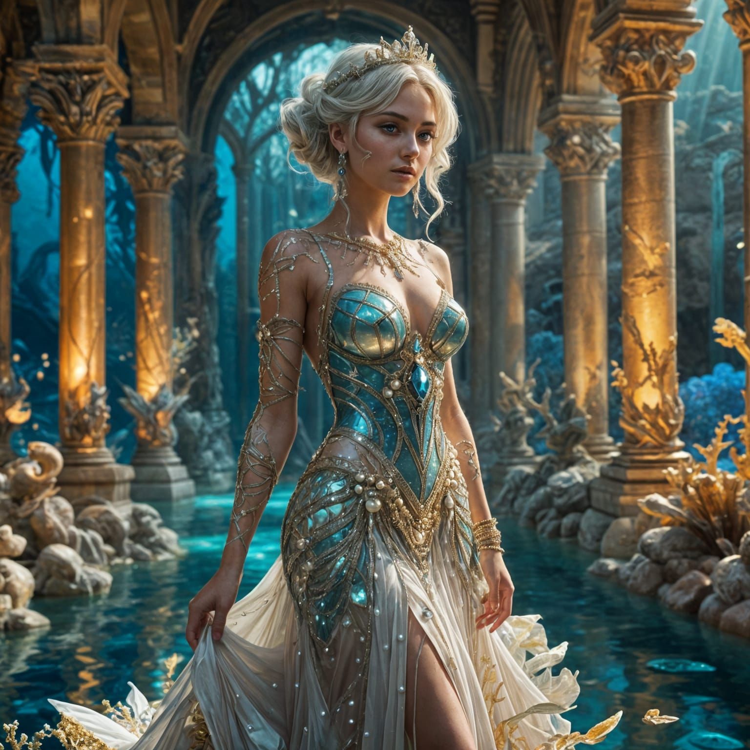 Regal Atlantean Princess with Oceanic Beauty