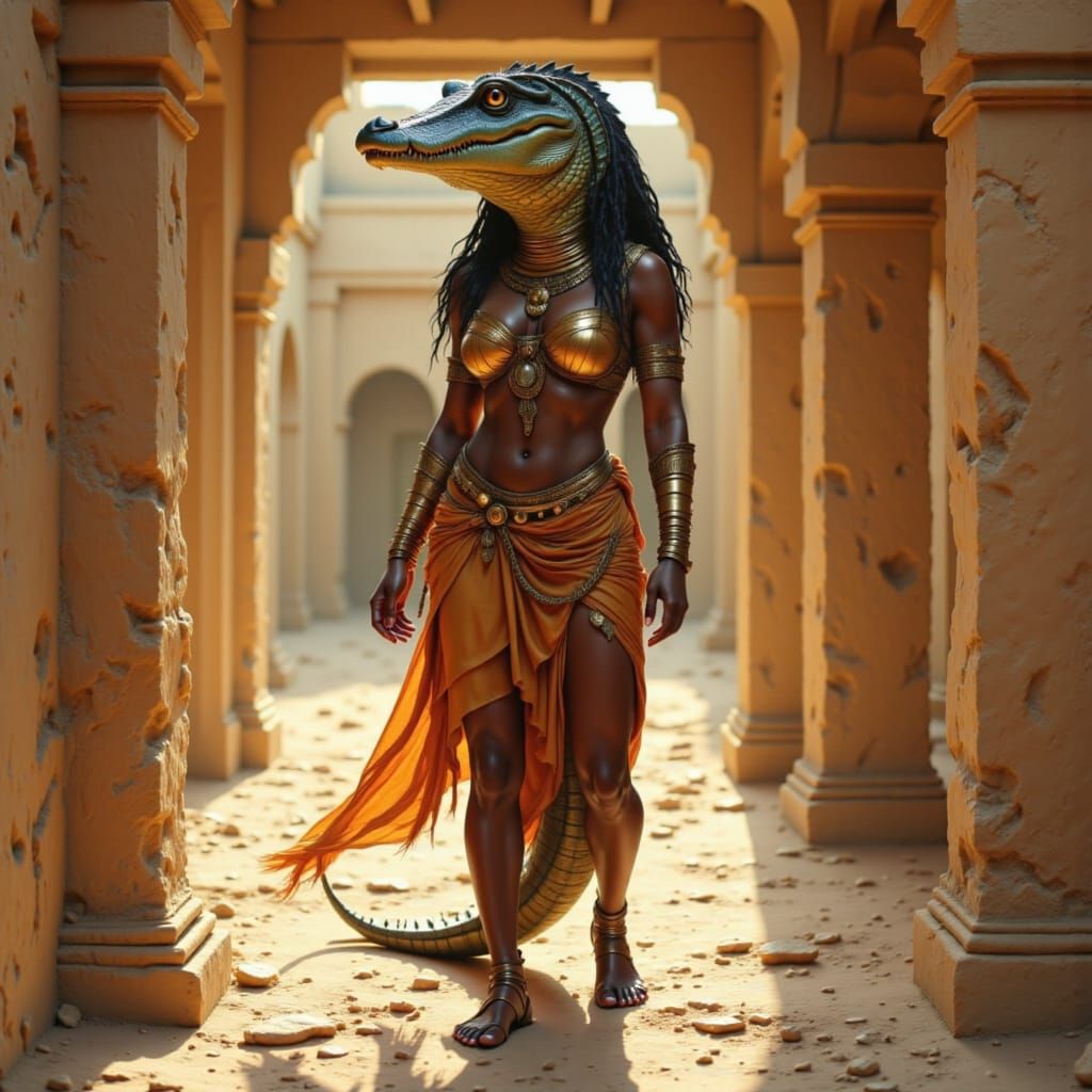 Ammit: Crocodile-Headed Deity in Tunisian Temple