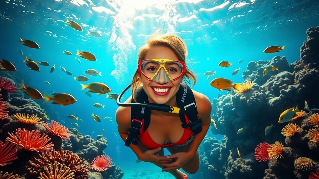 Diver Exploring a Vibrant Coral Reef