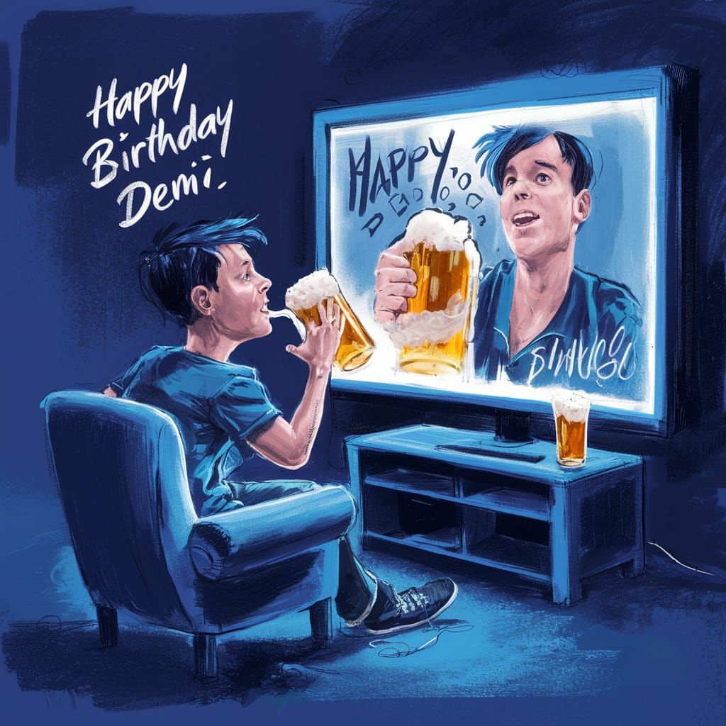 Funny Male playing on his playstation watching it on a big s...