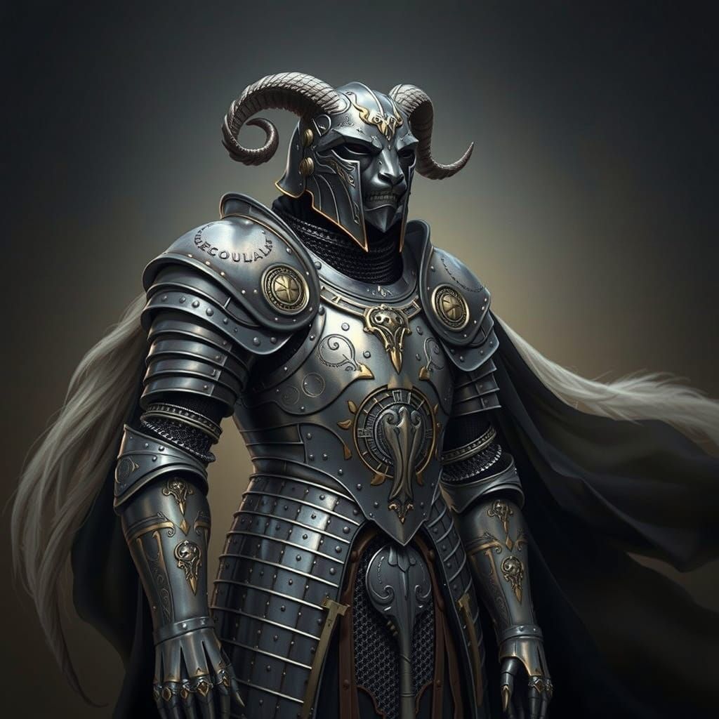 Mechanical Fantasy Armor with Engravings and Articulated Pie...