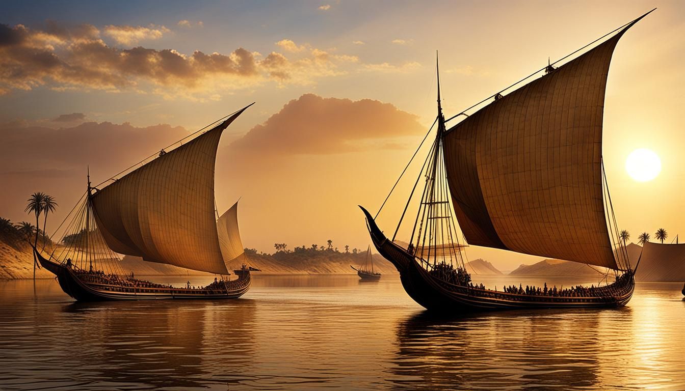 Egyptian Sailing Vessels on the Nile River