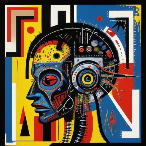 Robot in Pop Art Style, Geometric Bauhaus