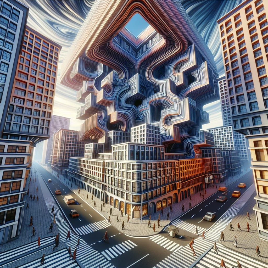 Mind-Bending Architectural Illusion in a Surreal Cityscape