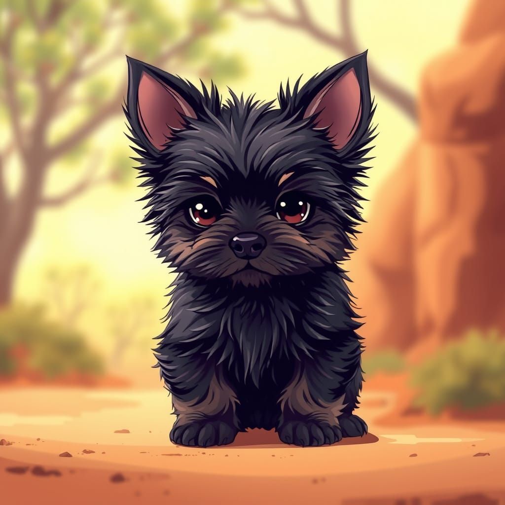 Vibrant Anime Yorkshire Terrier Puppy in Australian Outback