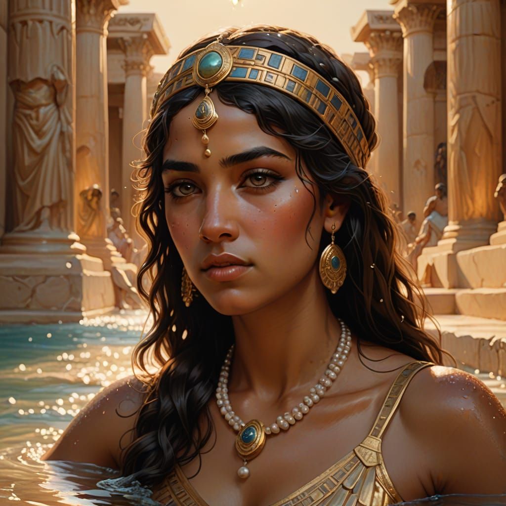 Cleopatra Bathing in Ancient Egyptian Luxury