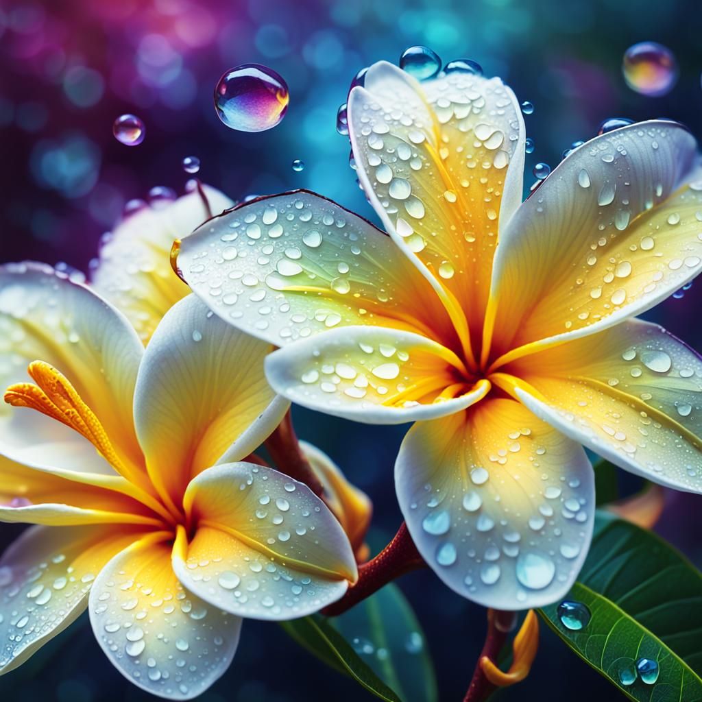 Frangipani Flower Close-up: Fantasy Floral Concept Art