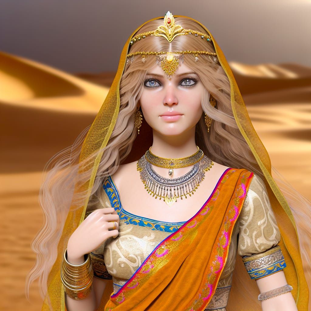 Realistic Princess in Desert Sari
