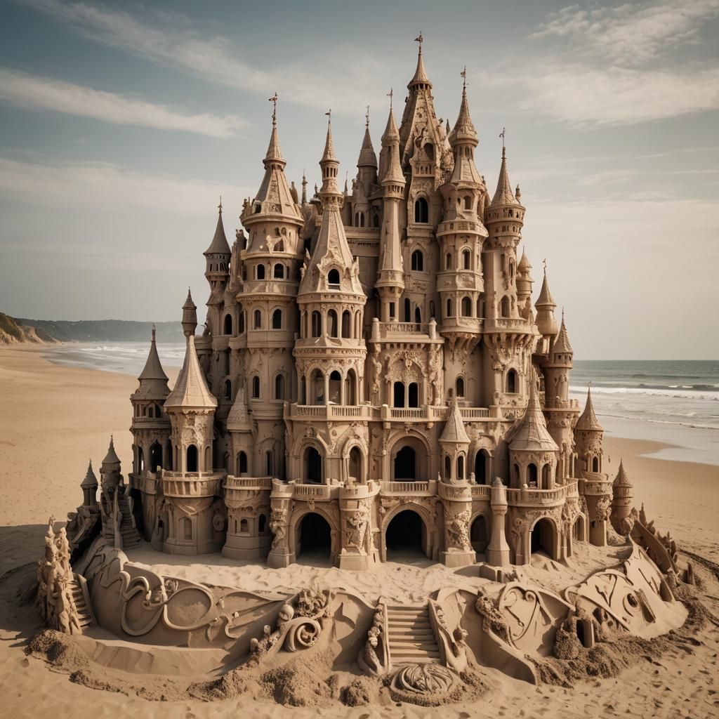 Rococo Sandcastle on a Beach