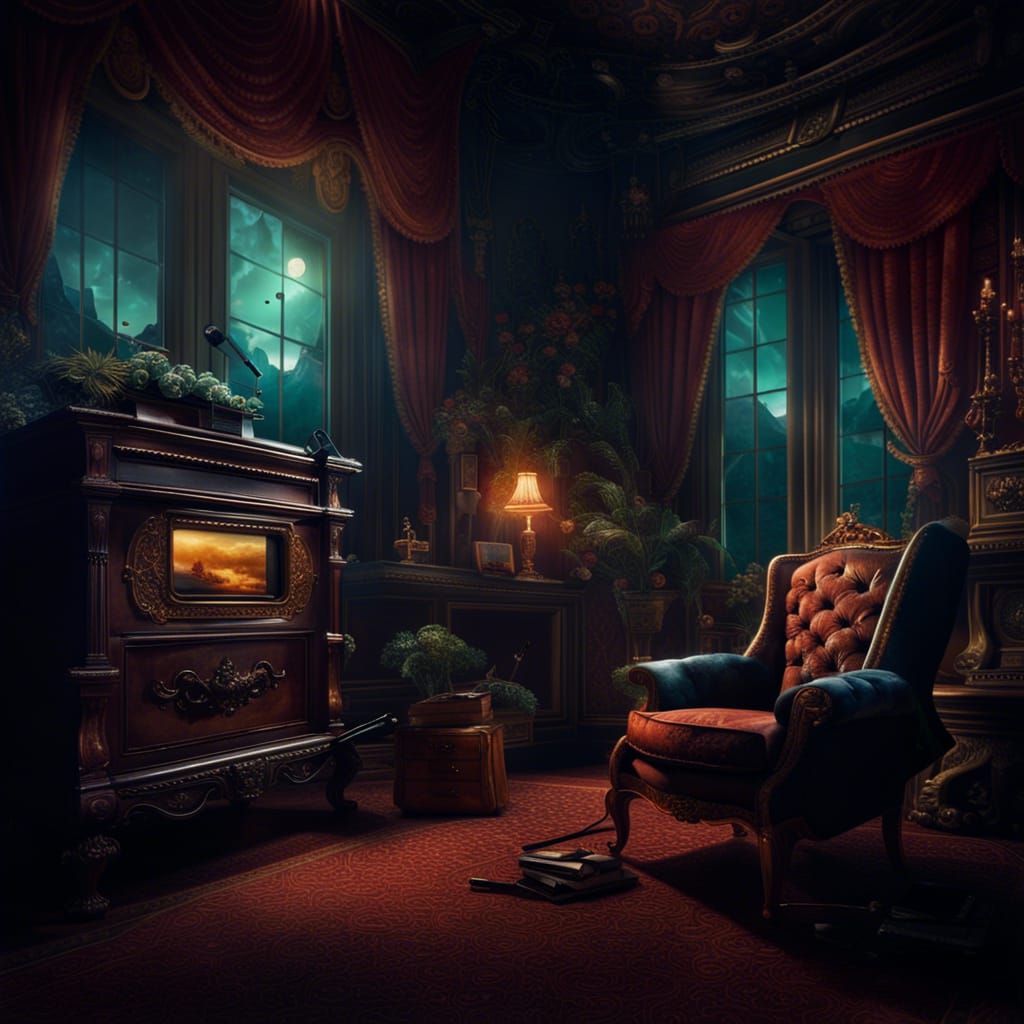 Cozy Classical Concert Dreamscape: Detailed Matte Painting