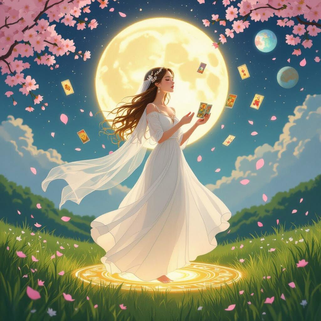 Ethereal Tarot Reader in Art Nouveau Style