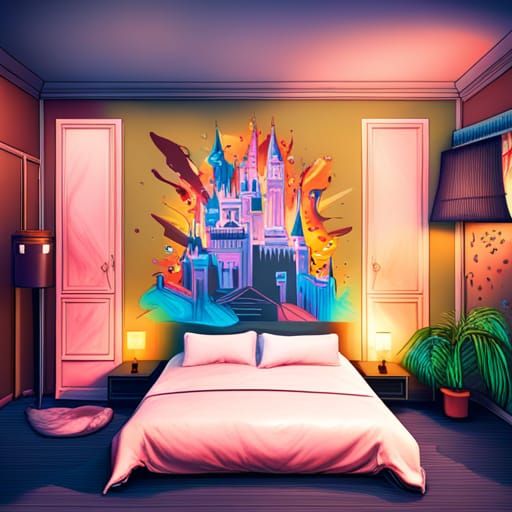 Disney Bedroom in Graffiti Splash Art Style