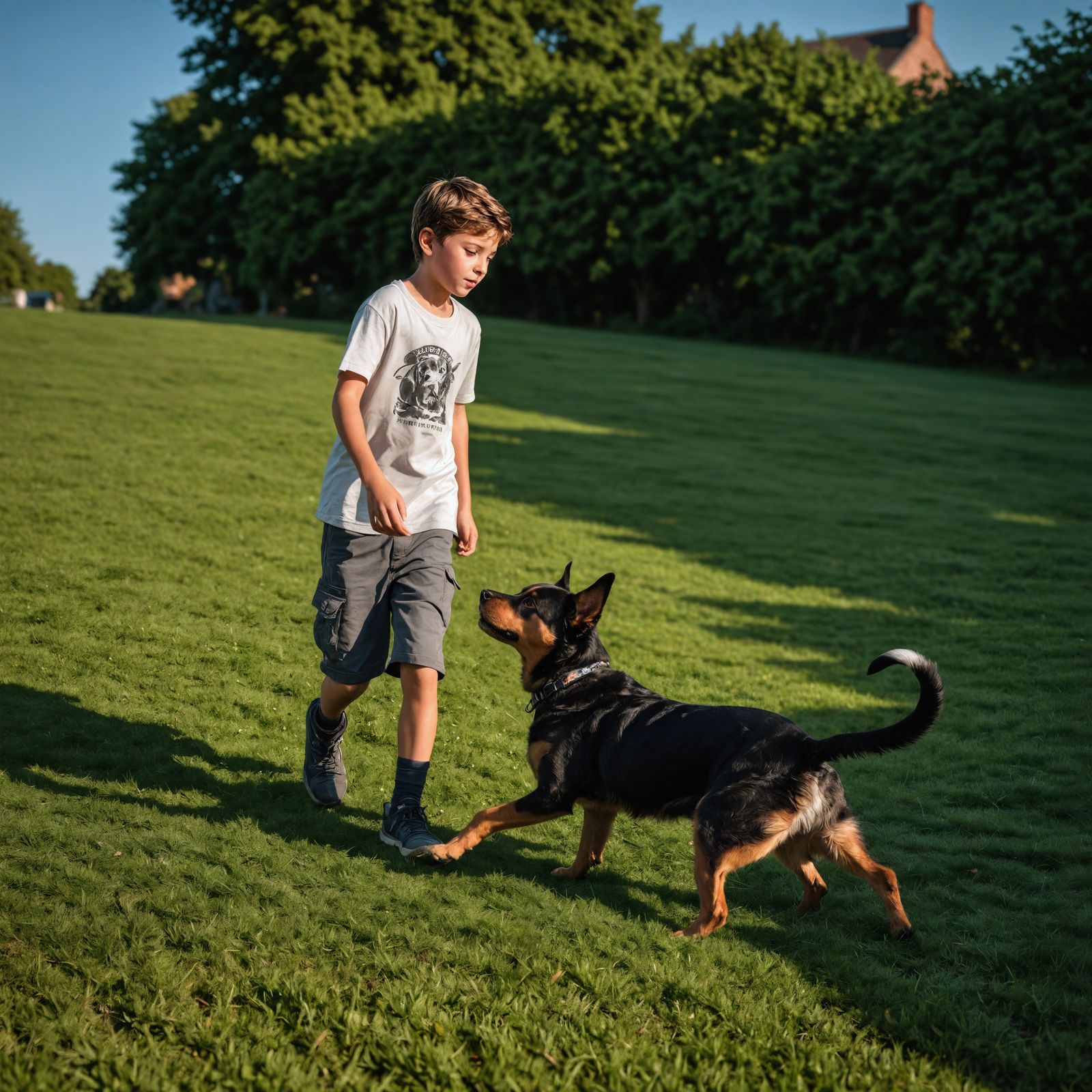 Boy and Dog in Hyperrealistic HDR