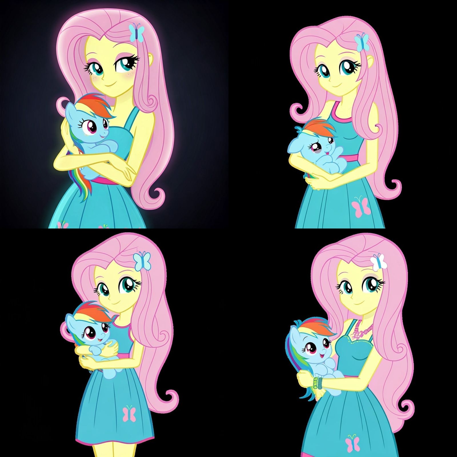 Flirty Fluttershy with Baby Rainbow Dash
