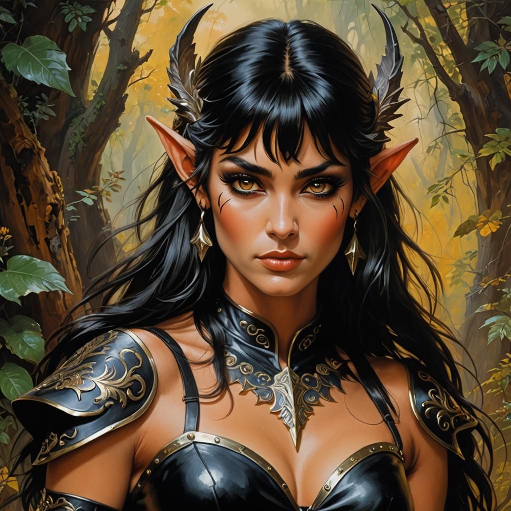 Wood Elf Portrait in Fantasy Art Style