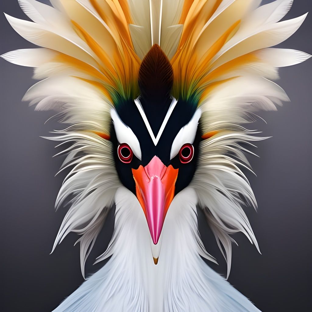 Ethereal Crane Woman Portrait in Artgerm Style