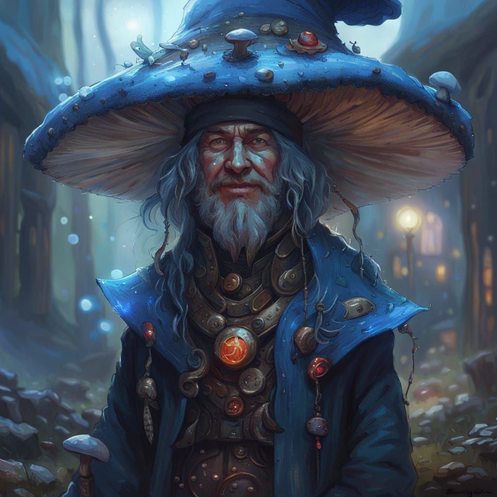 Mushroom Wizard in Hyperdetailed Fantasy Art
