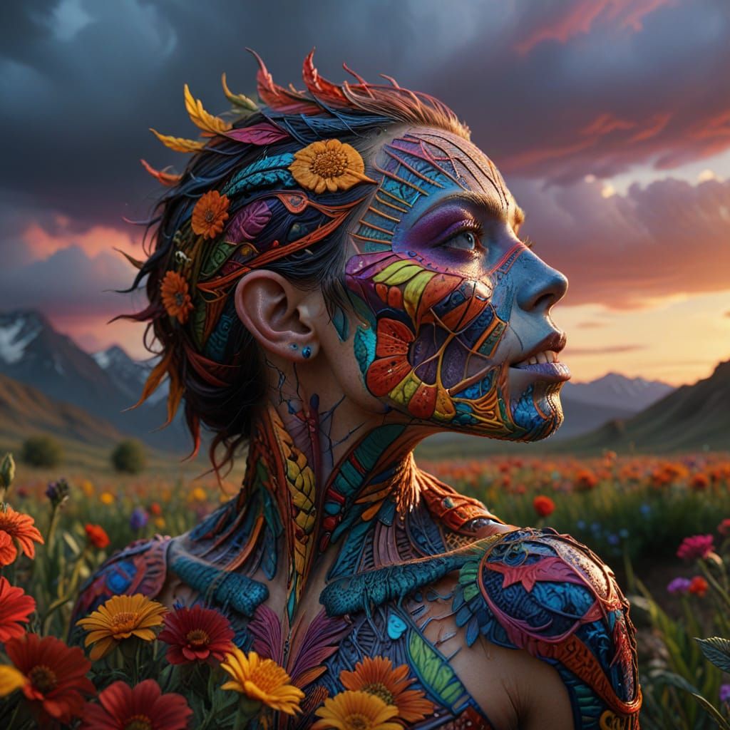 Stunning Photorealistic Masterpiece with Triadic Colors