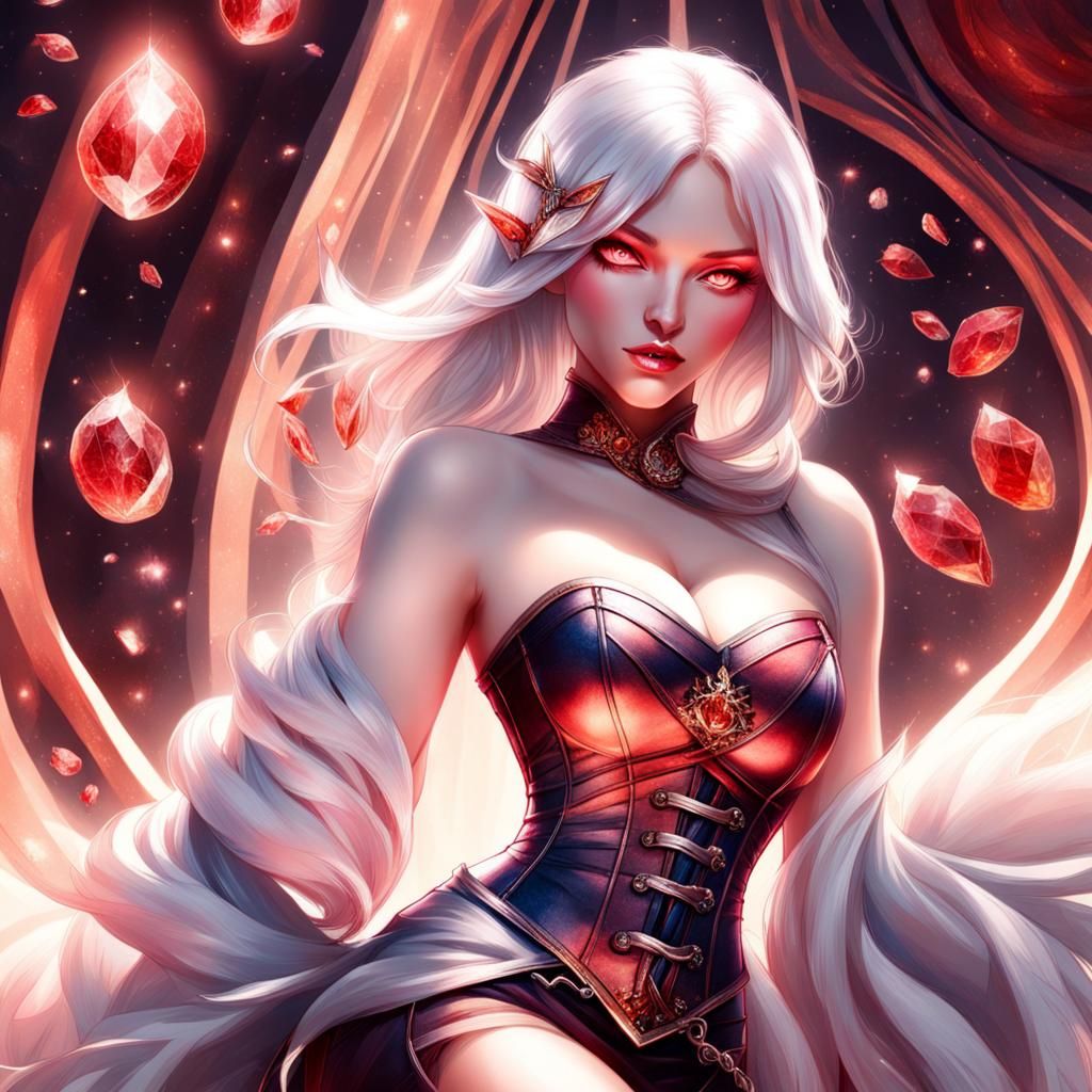 Beautiful Curvy Astral Elf Woman in Corset