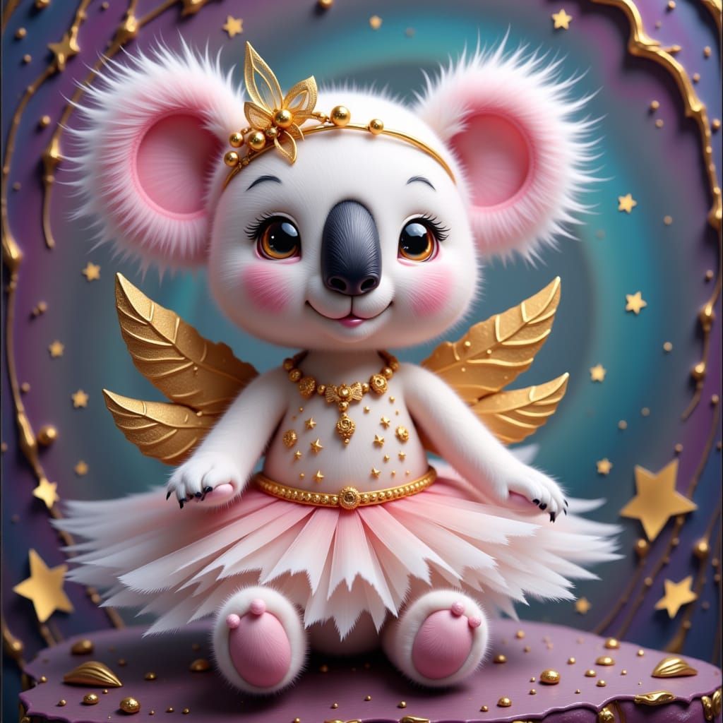 Whimsical Koala Toy in Fantasy Art Style