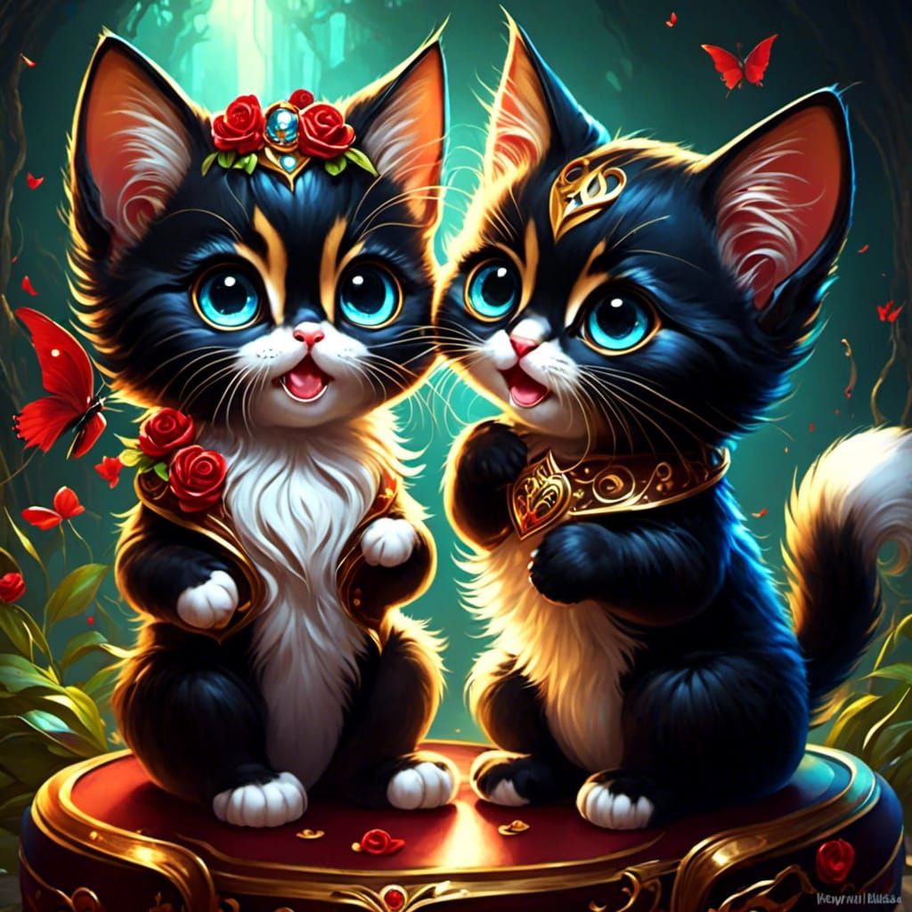 Chibi Kittens Meowing: Cute AI Art