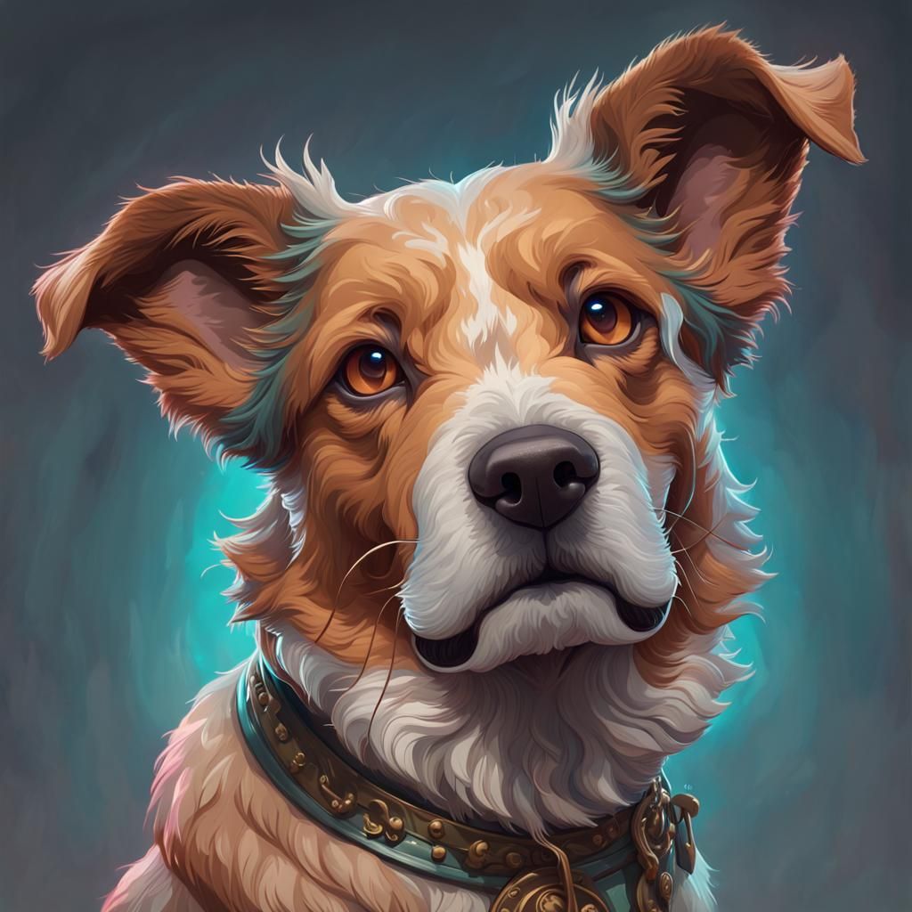 Hyperdetailed Dog Portrait in Artgerm Style