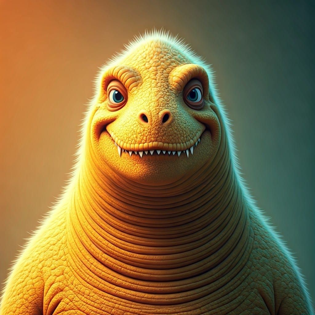 Vibrant, Hyper-Realistic Dinosaur with Whimsical Style