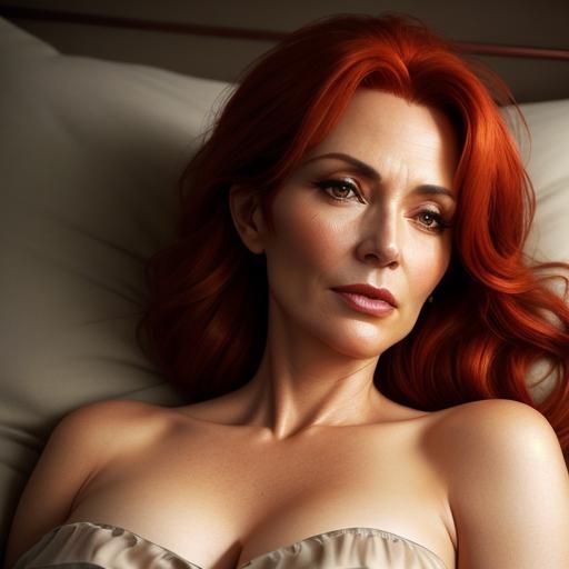 Attractive Redhead Waking Up: Hyperrealistic Close-Up