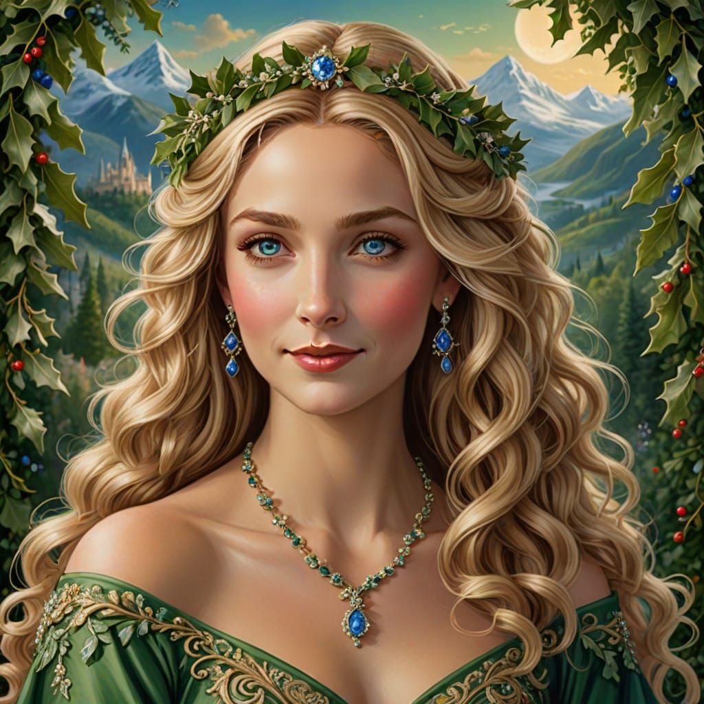 Thalia, Goddess of Comedy Portrait with Green Gown