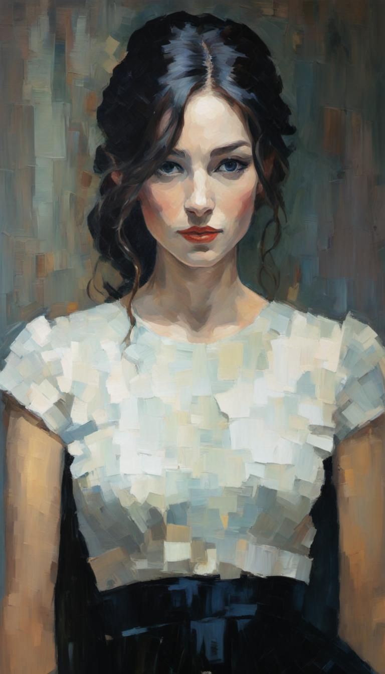 Impasto Woman in Post-Impressionist Style