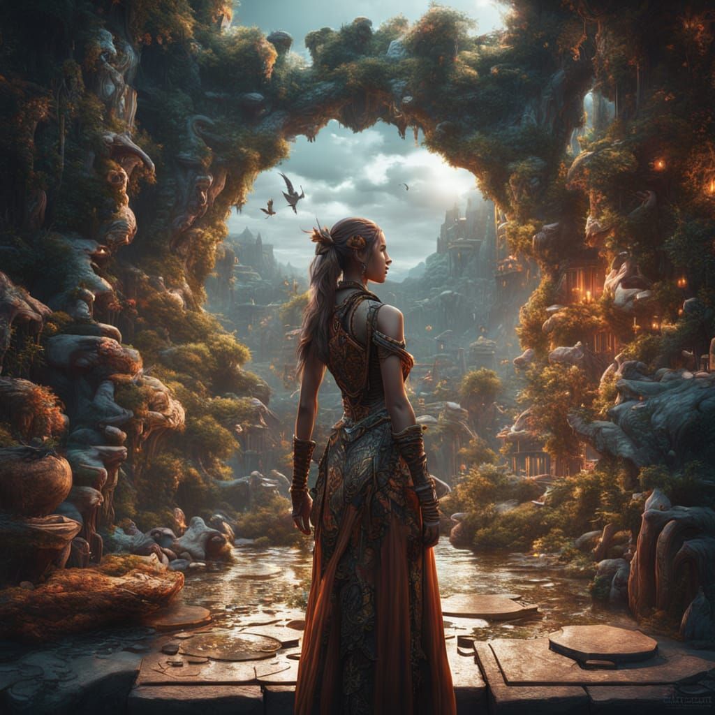 Nude Women in a Circle: Detailed Matte Painting