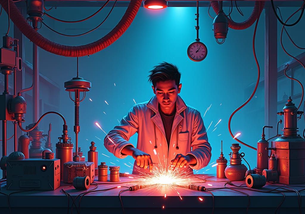 Futuristic Lab Experiment in Cyberpunk Style