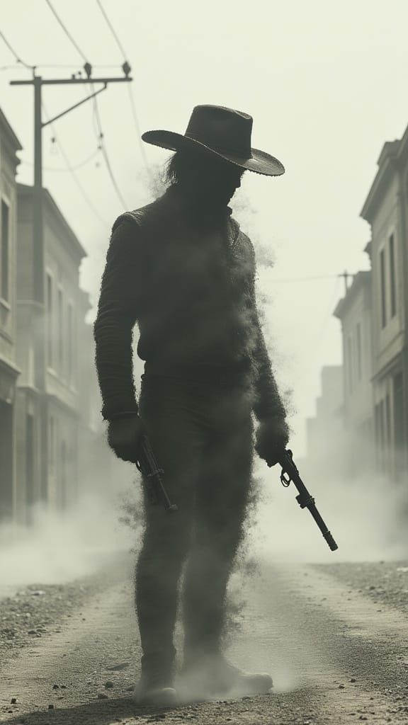 Ethereal Cowboy in Monochromatic Standoff: Necropunk Dream