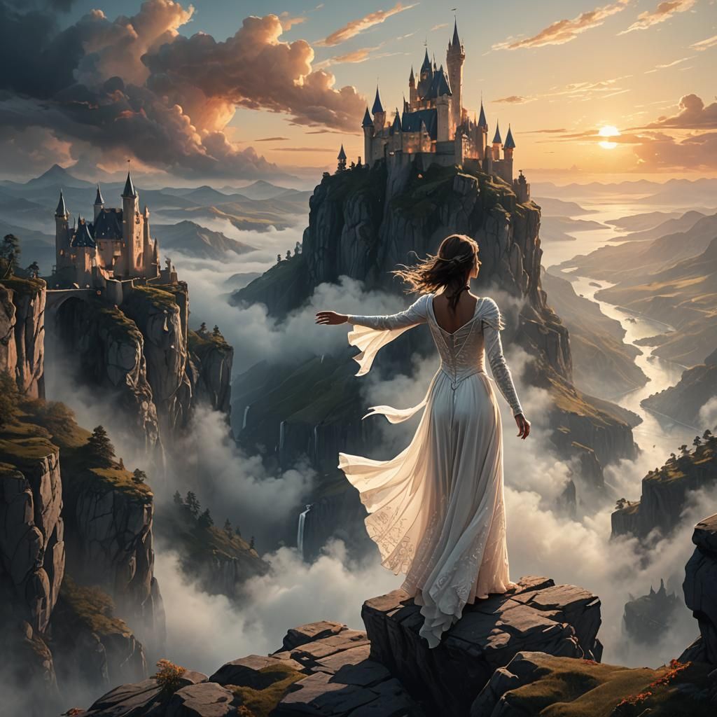 Fantasy Castle Digital Painting in Dreamlike Style