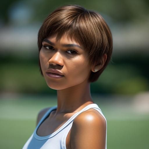 Zendaya with Long Pixie Cut in Natural Light