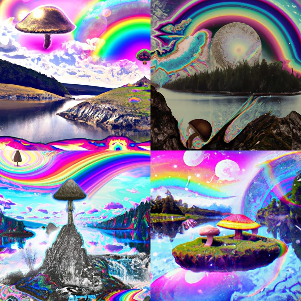 Mushroom And Moon Island, rainbow lakes and streams