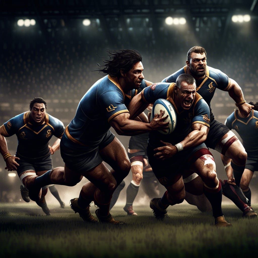 Rugby Try in Dark Fantasy Style