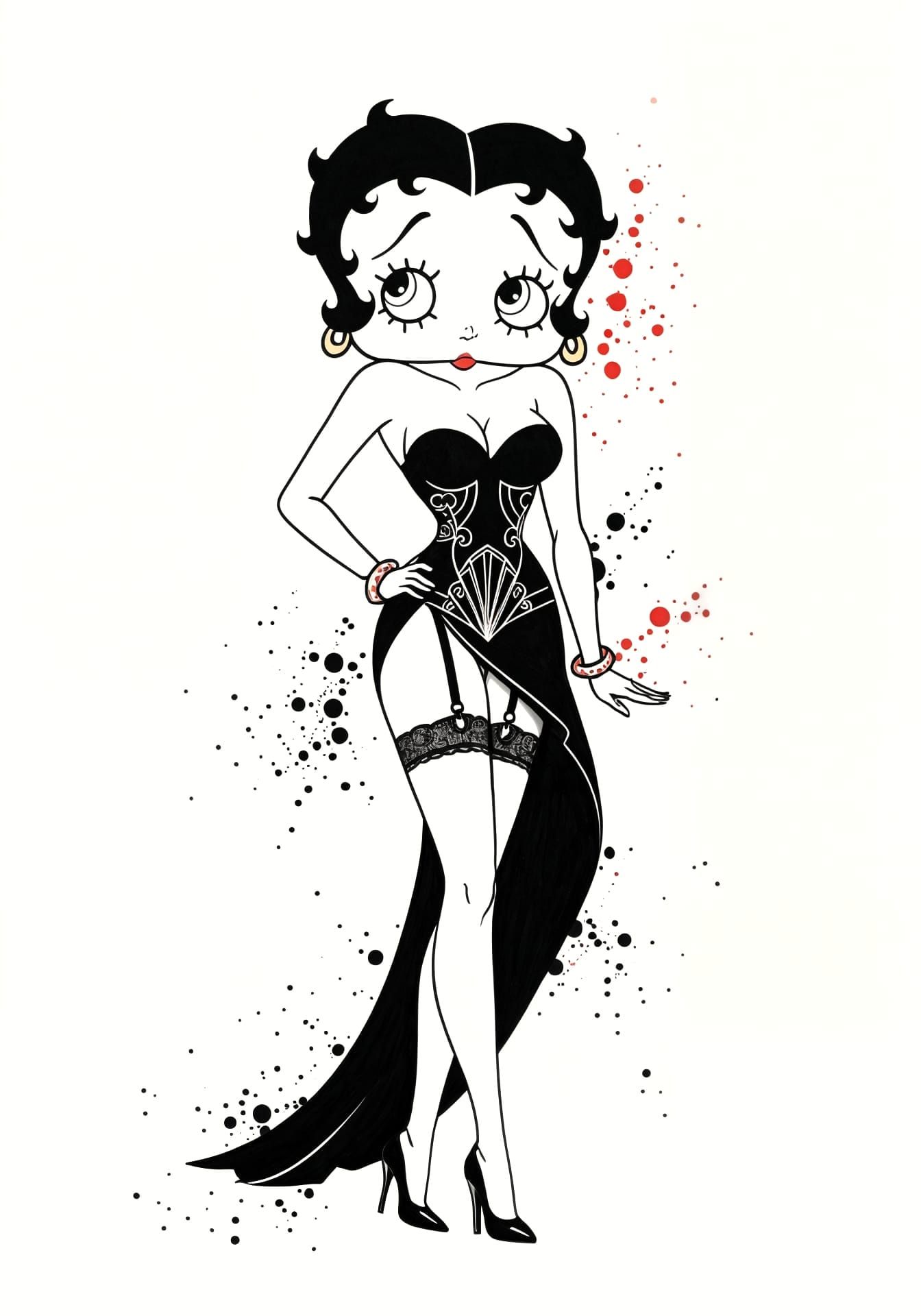 Betty Boop Splash Art in High Contrast Black and White