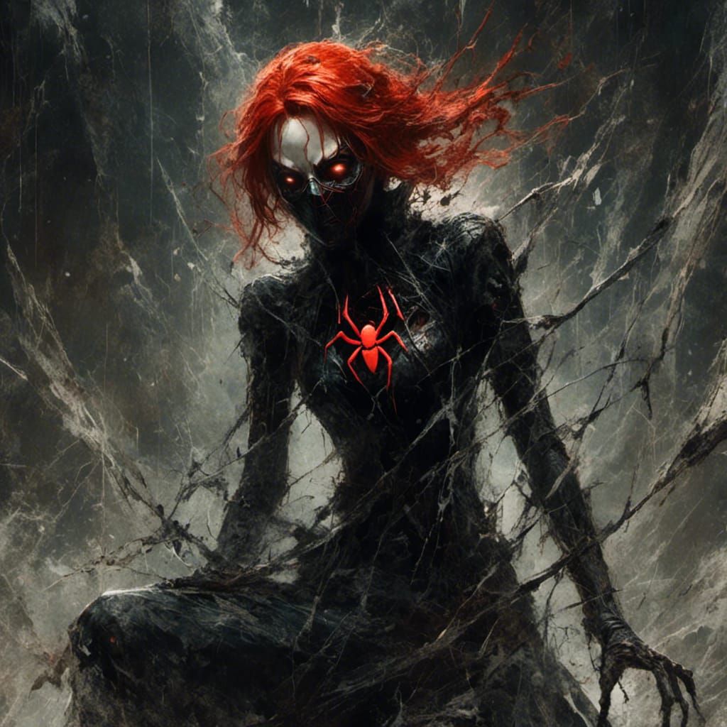 Horror Black Widow Spider Macabre Engraving