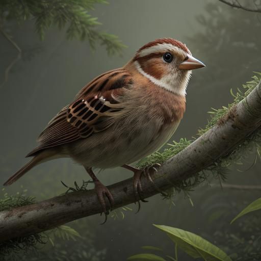 Baby Sparrow's Song Heard in the Forest