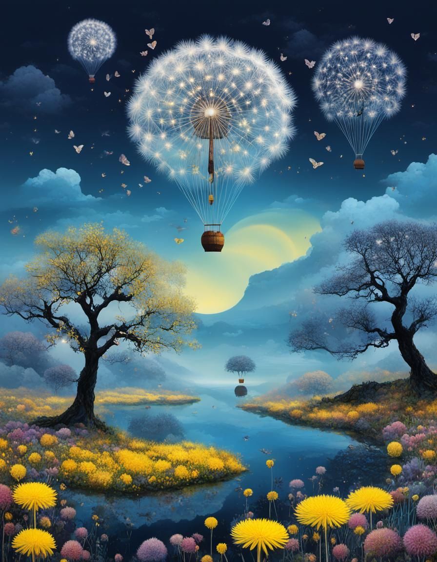 🔵🟣🟡THE MOORLAND LANDSCAPE HOTAIRBALLOON DANDELION HEART S...