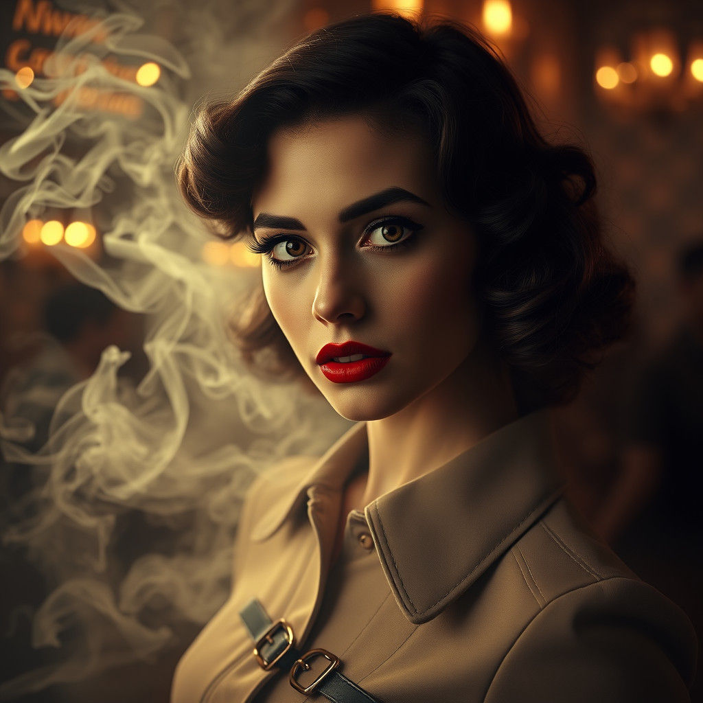 Noir Portrait of a Woman in 1930s Speakeasy