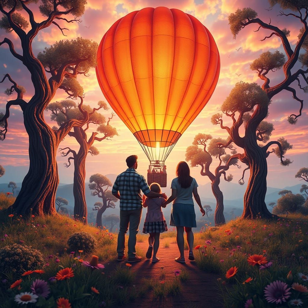 Whimsical Family Launch into Breathtaking Sunset